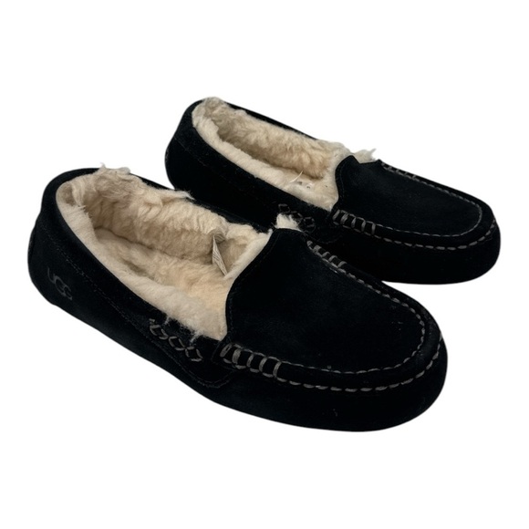 UGG Black and Cream Shearling Moccasins UGG Women's Ansley Slipper size 6 - Picture 4 of 10